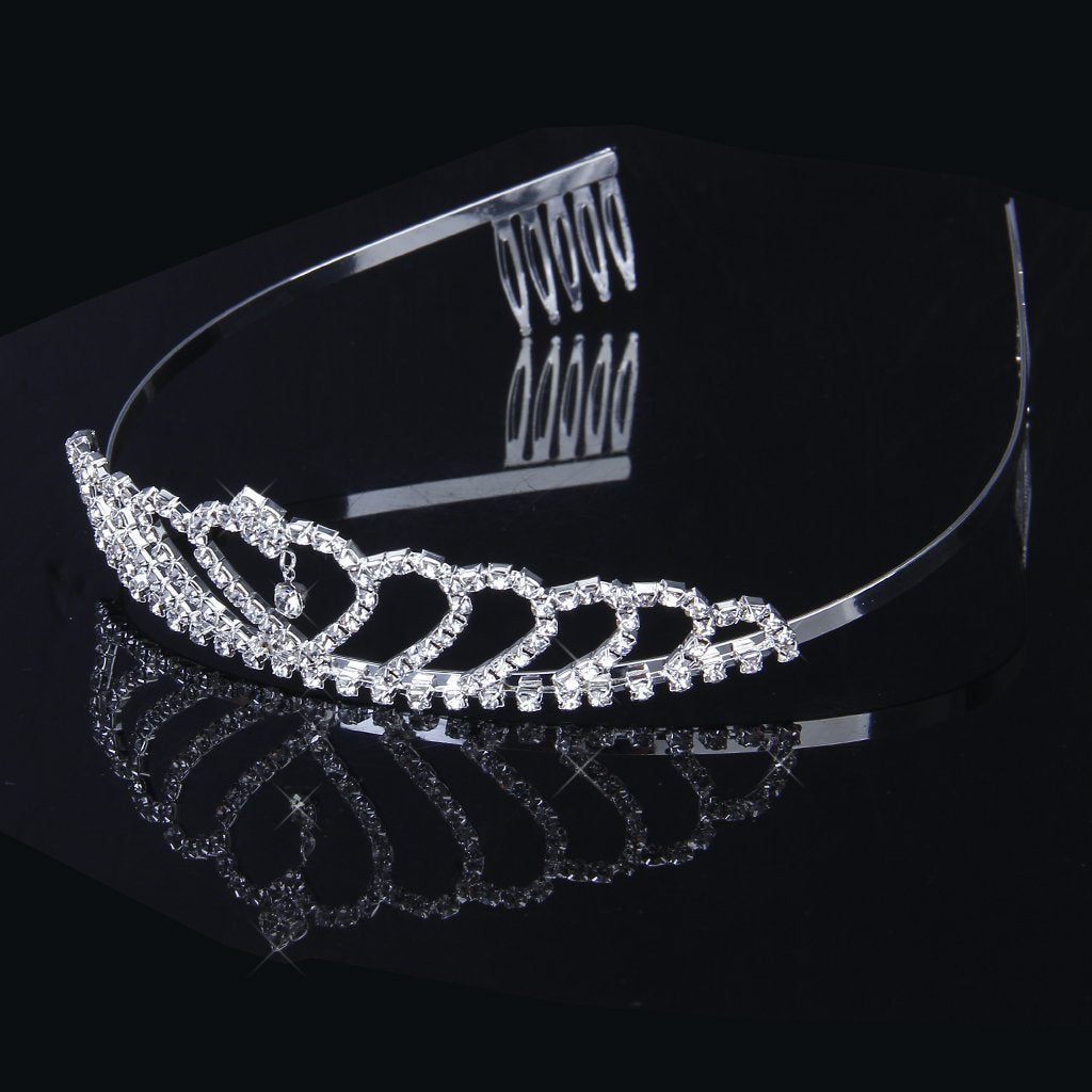Princess Crown Headband Rhinestones Hair Clip Tiara Wedding Bride Pin