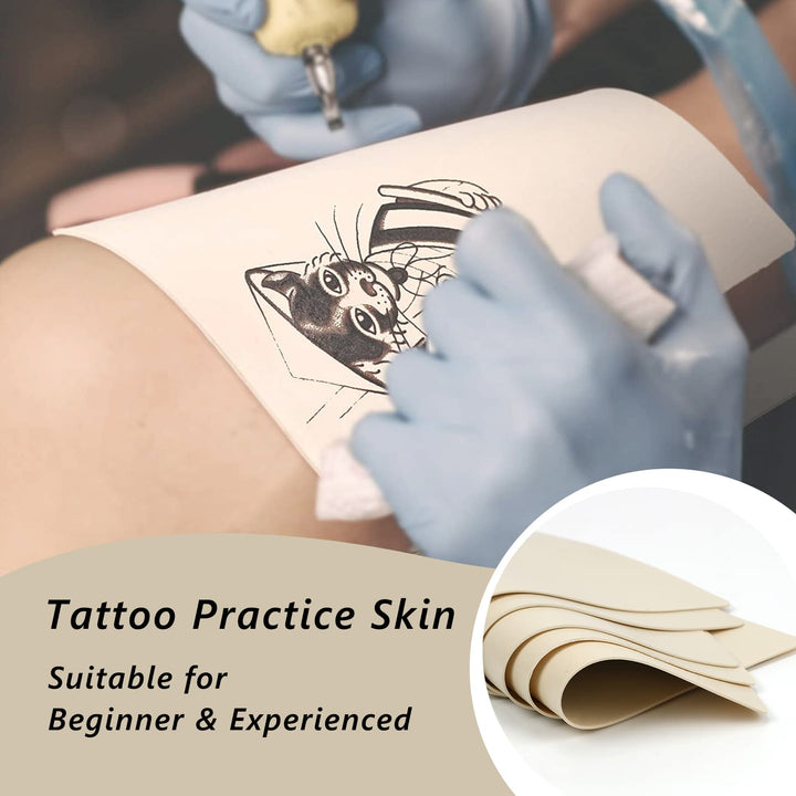 10Pcs Tattoo Practice Skin, Blank Tattoo Skin Practice Fake Practice Skin For Tattooing Double Sides 8x6 For Microblading Supply Tattoo Supplies