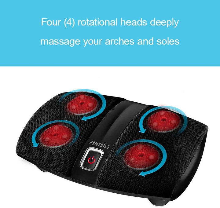 HoMedics Shiatsu Select Foot Massager with Heat – Shiatsu Foot Massager with Heat, Therapeutic Kneading & Rolling, 4 Rotational Heads with 12 Massage Nodes, Toe-Touch Control
