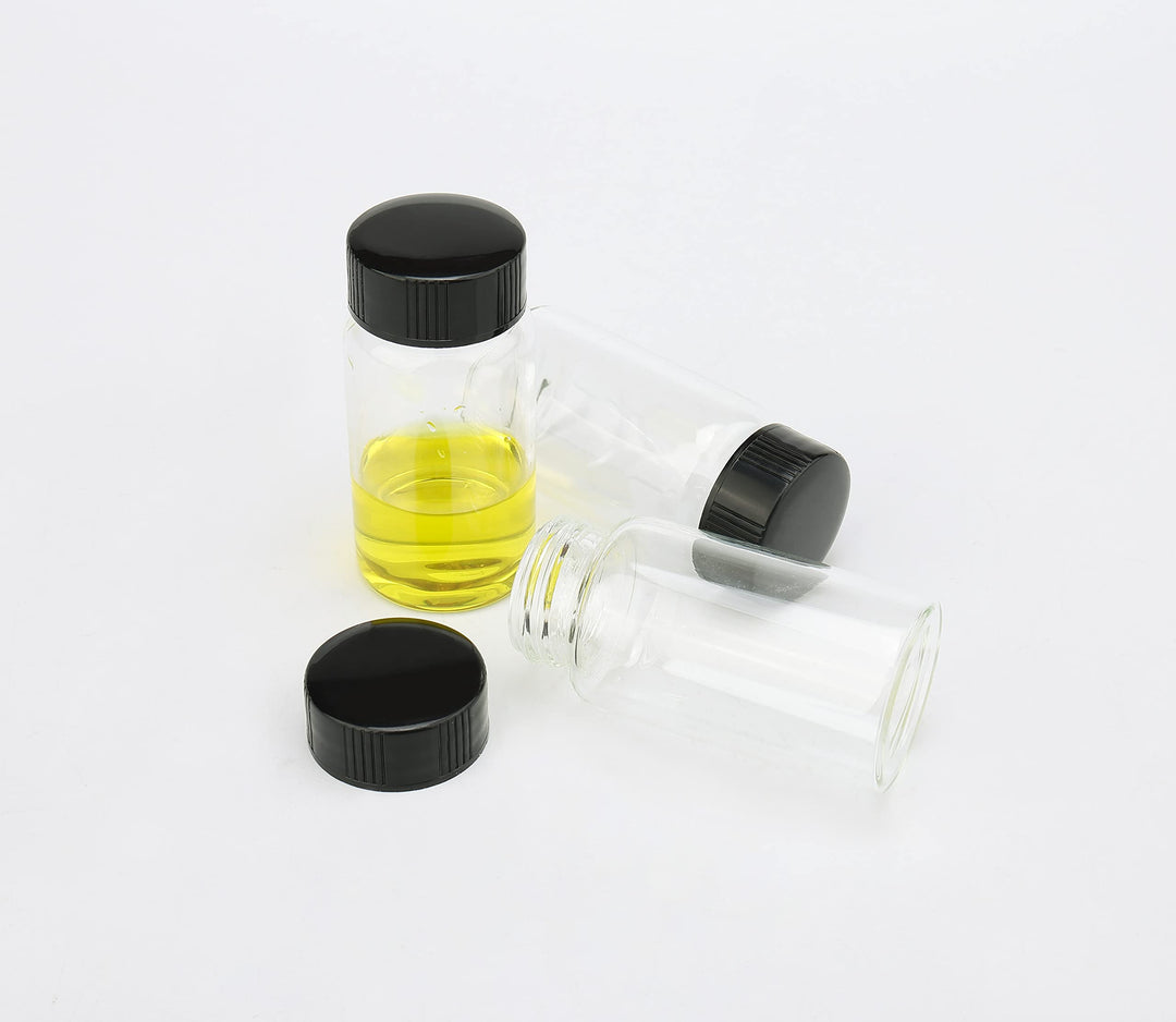 Lab Sample Vials, 36Pcs 20ml Clear Small Glass Vials with Black Screwcap, Liquid Sampling Sample Glass Bottles, Storage Vials for Chemistry Lab Chemicals