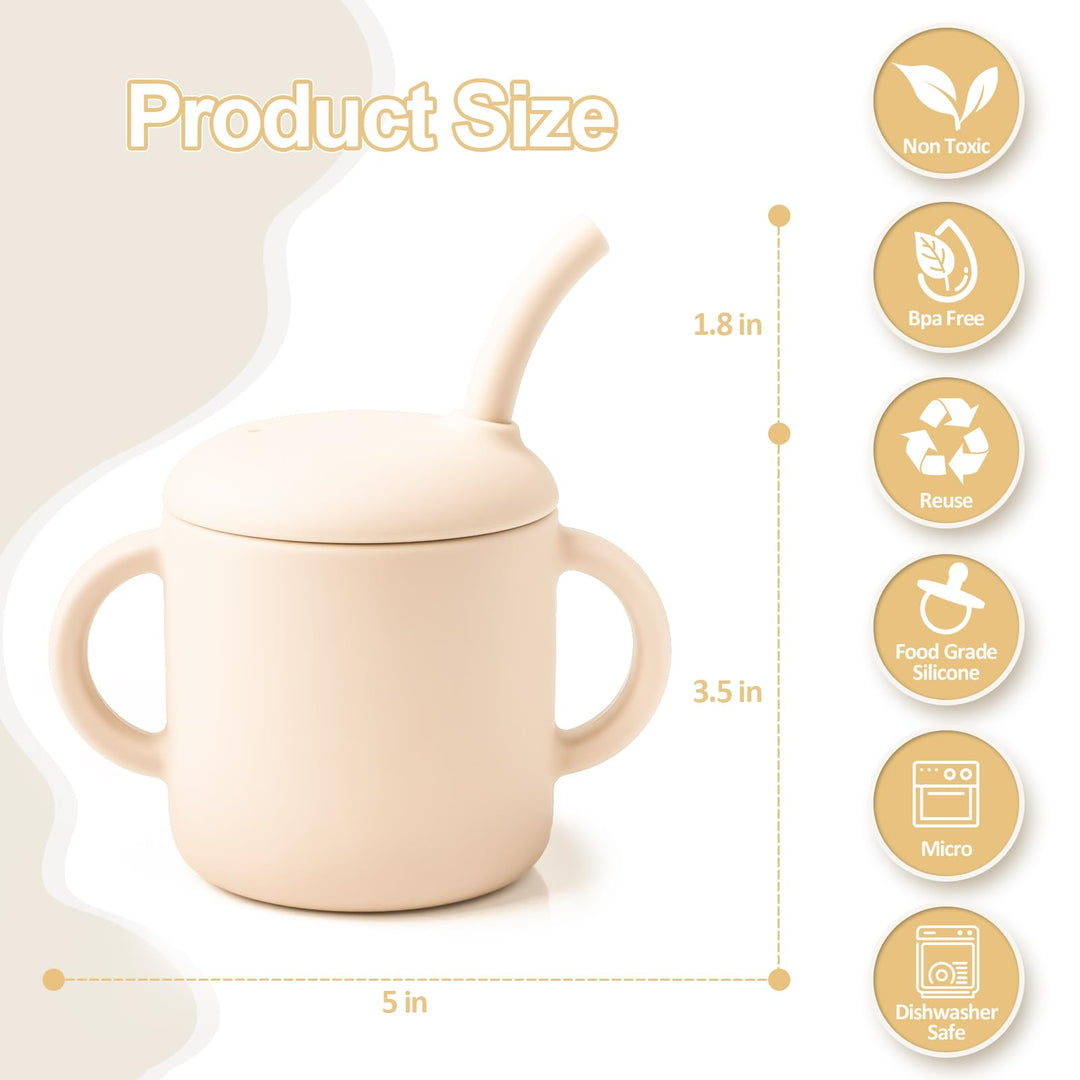 Silicone Training Cup for Infants, Toddler Learning Cup with Two Handles, Baby Open Cup 5oz, 6months+ (yellow)
