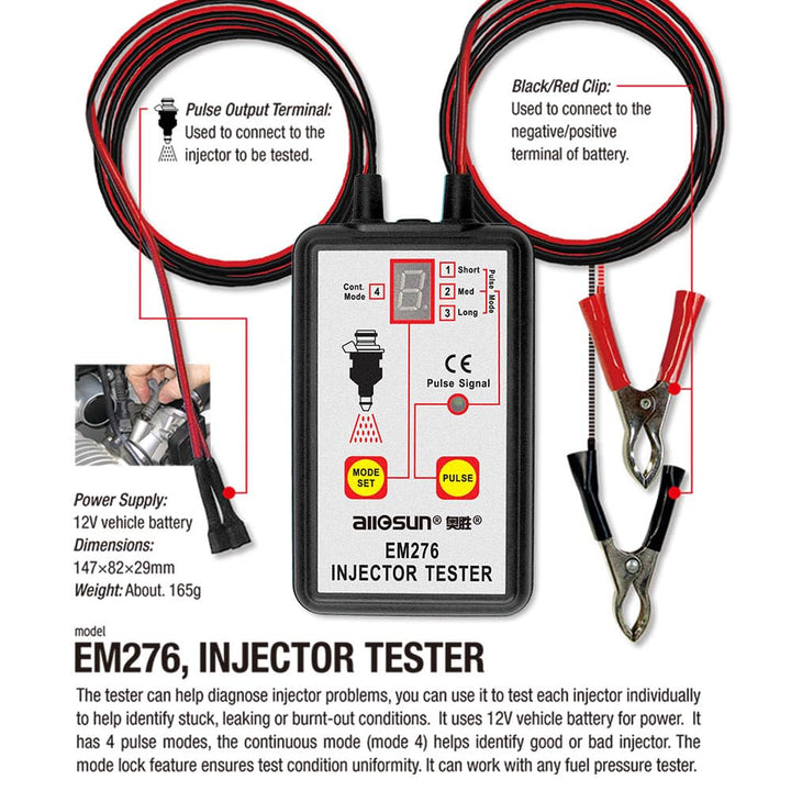 EM276SET Fuel Injector Tester & Adapter DIY Cleaning Tool Kit Set (Fuel Injector Tester + Adapter) Fuel System Cleaner Gasoline Engines