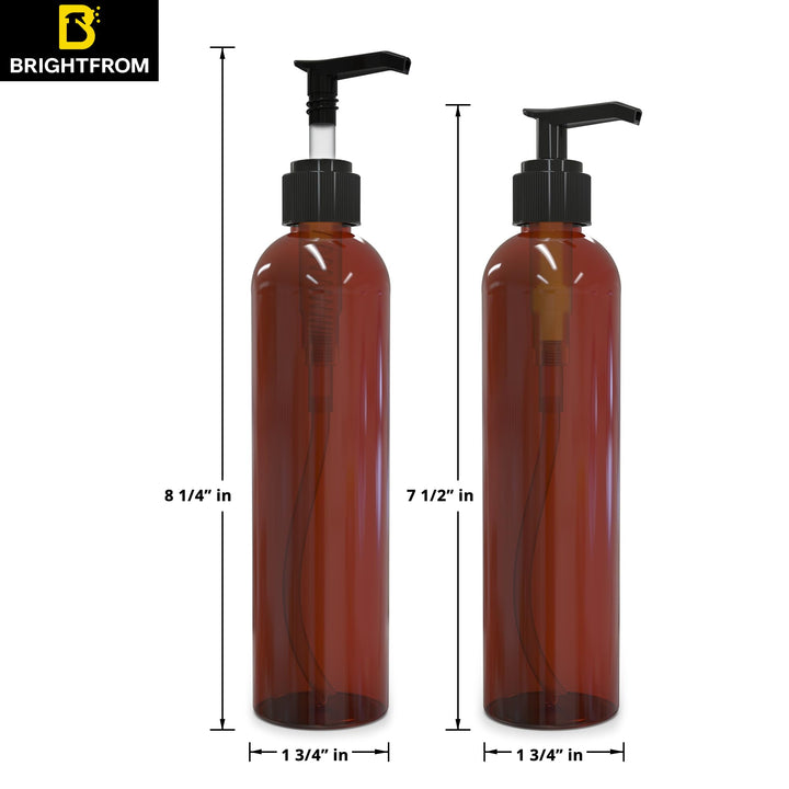 Empty Lotion Pump Bottles, Bpa-Free Refillable Plastic 8 Oz Amber Pet Containers, Great for - Soap, Shampoo, Lotions, Liquid Body Soap, Creams and Massage Oil'S, 3 Pack