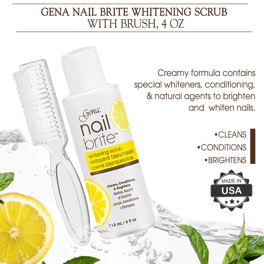 Nail Brite Whitening Scrub with Brush, Cleans Conditions & Brightens Nails, 4 oz