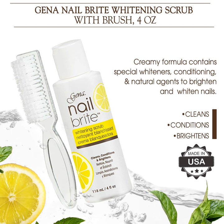 Nail Brite Whitening Scrub with Brush, Cleans Conditions & Brightens Nails, 4 oz