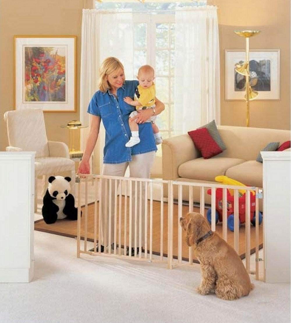 Extra Wide Swing Wooden Gate, Fits 60- 103 Wide. Hardware Mount. Extra Wide Baby Gate, Child Gates for Wide Openings. Made in USA (27 Tall, Sustainable Hardwood)