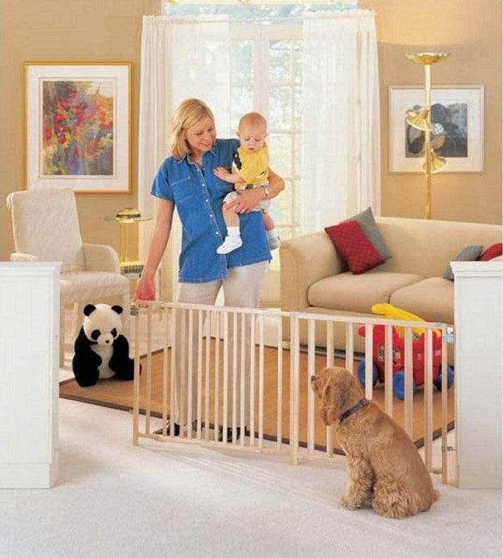 Extra Wide Swing Wooden Gate, Fits 60- 103 Wide. Hardware Mount. Extra Wide Baby Gate, Child Gates for Wide Openings. Made in USA (27 Tall, Sustainable Hardwood)