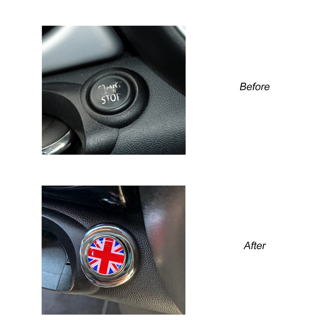 for Mini Cooper Engine Start/Stop Cover Power Control Pushbutton Switches Decoration Cap Interior Accessories for 2nd Gen Mini Cooper R55 R56 R57 R58 R59 R60 -Red Flag