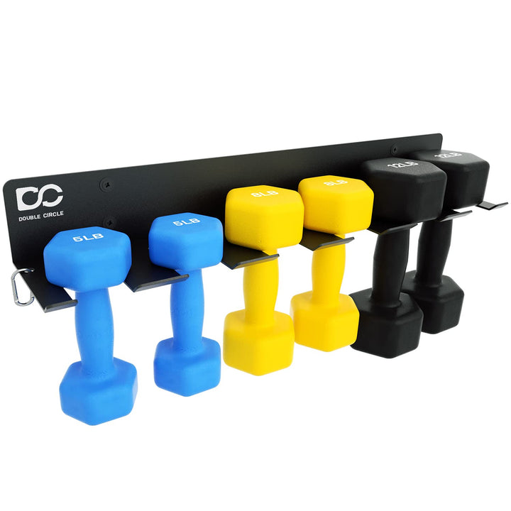 Dumbbells Rack Home Gym Storage (Rack Only), 6-Slot Free Weight Holder, Heavy-Duty Wall-Mounted Steel Stand for Strength Training Equipment, 2 Carabiners and Mounting Hardware