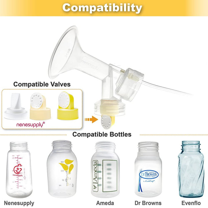 Nenesupply Pump Parts with 24mm Flanges Compatible with Medela Pump in Style Parts Accessories Breast Pump Not Original Medela Pump Parts Incl. 24mm Flange Breastshield Connector Valve Membrane Tubing