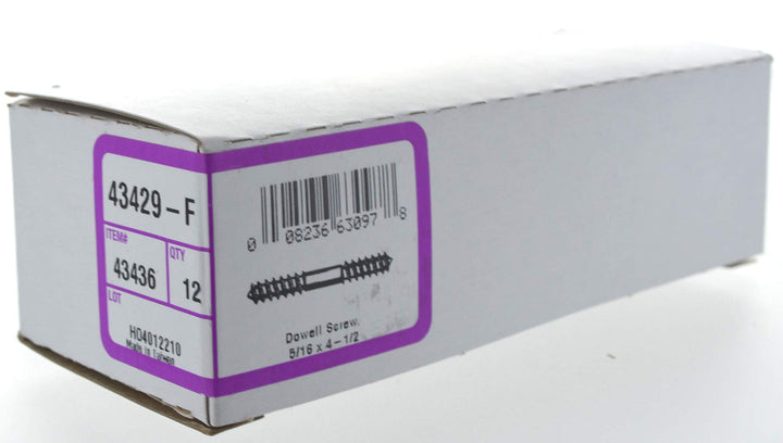 43436 5/16-Inch x 4-1/2-Inch Dowel Screw, 12-Pack,Zinc
