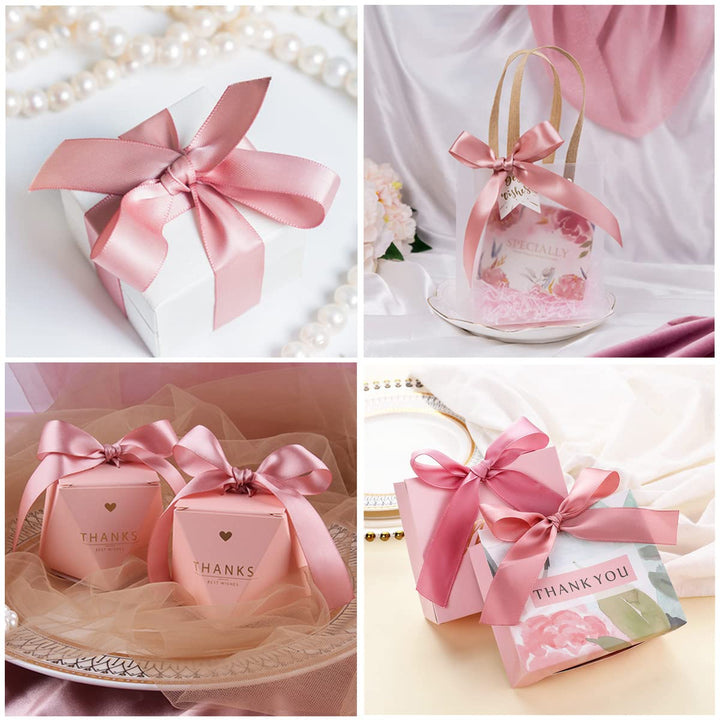 Rose Gold Satin Ribbon 1 Inches x 25 Yards, Solid Color Polyester Fabric Ribbon for Gift Wrapping, Craft, Bows Making, Wreaths, Bouquets, Sewing Projects, Baby Showers and Wedding Party Decoration