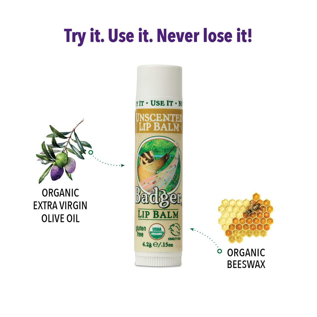 2 Pack Classic Organic Lip Balm Unscented 0.15 Oz Per Stick