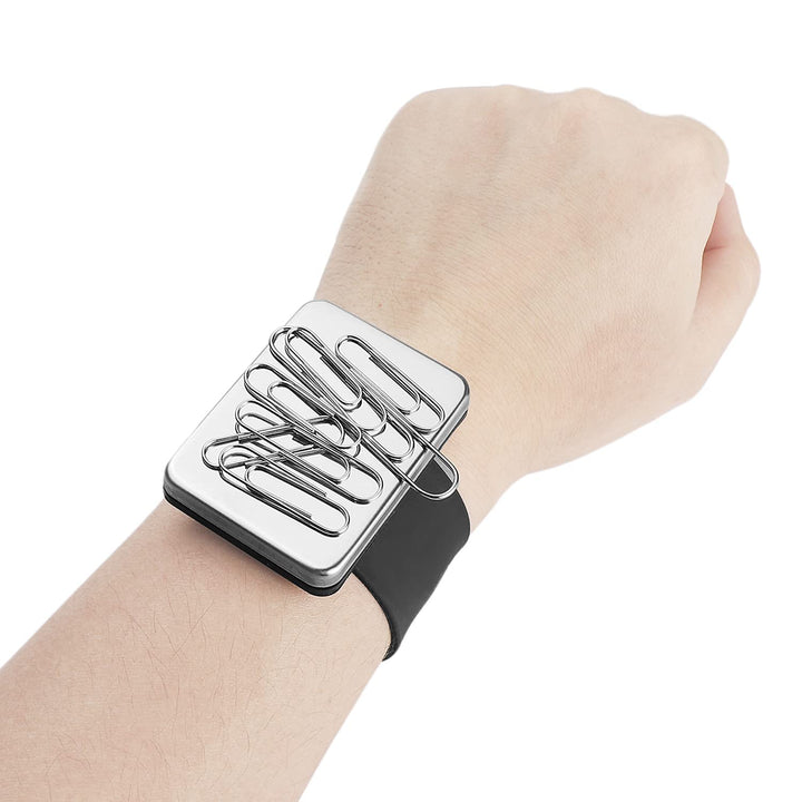 Magnetic Sewing Pincushion Wristband Magnetic Pin Cushion Holder Wrist Strap with 1 Piece Stainless Steel Pintail Comb (Black)