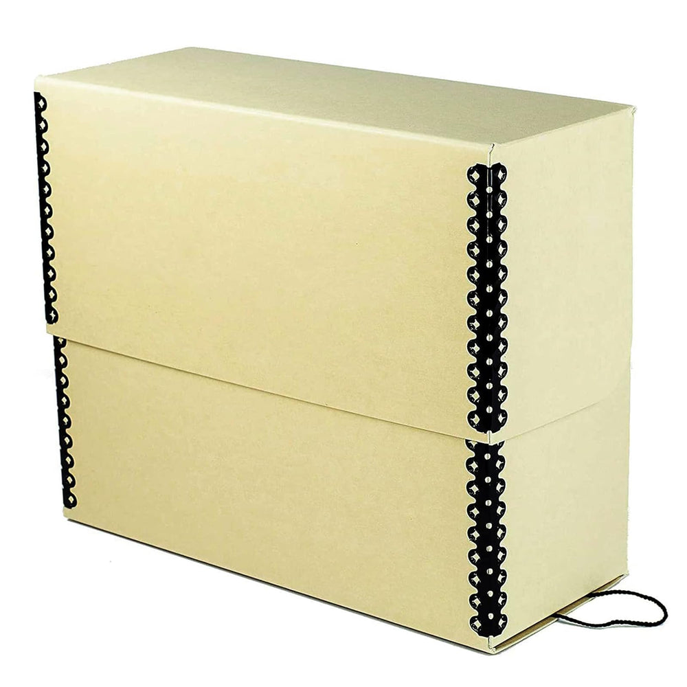 Archival Document Storage Box with Metal Edge, Acid-Free Tan Boxboard, Organize and Store Files, Prints, Photos, Letter-Sized Document Case 12.5 x 10.5 x 5 Wide