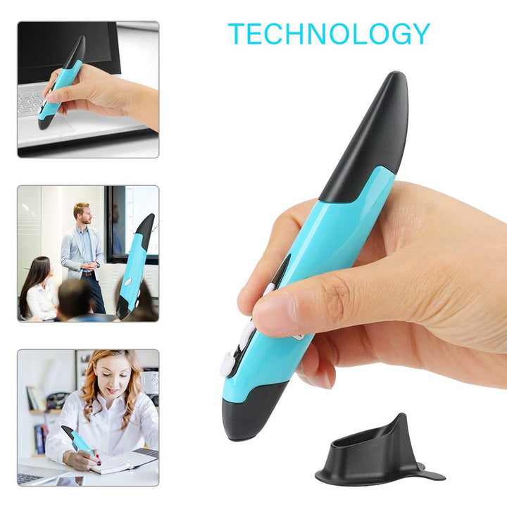 2.4GHz USB Wireless Optical Pocket Pen Mouse - Adjustable 800/1200/1600 DPI Handwriting Smart Mouse for Laptop Android Tablet PC