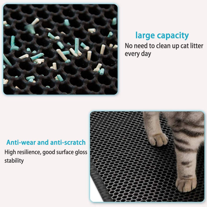 Small Cat Litter Box Mat: Easy Clean Kitty Litter Trapping Mat for Floor, Plastic Cat Box Pad (15 * 24in, grey, 1p)