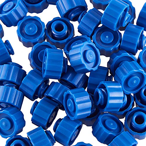 50 Pieces Syringe Tip Caps Syringe Easy Dispensing Needle Tip Cap Syringe Cap with Storage Box for Feeding Tubes Lab Supplies (Blue)