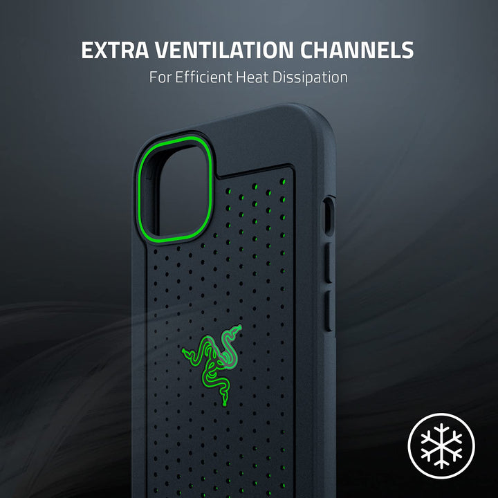 Arctech for iPhone 13 Case: Extra Ventilation Channels - Thermplastic Elastomer Reinforced Corners - Tactile Side Buttons - Compatible with Wireless Chargers and 5G Black