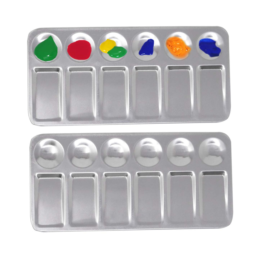 2PCS Rectangle Metal Paint Mixing Palette Artist Paint Tray DIY Craft Professional Art Painting