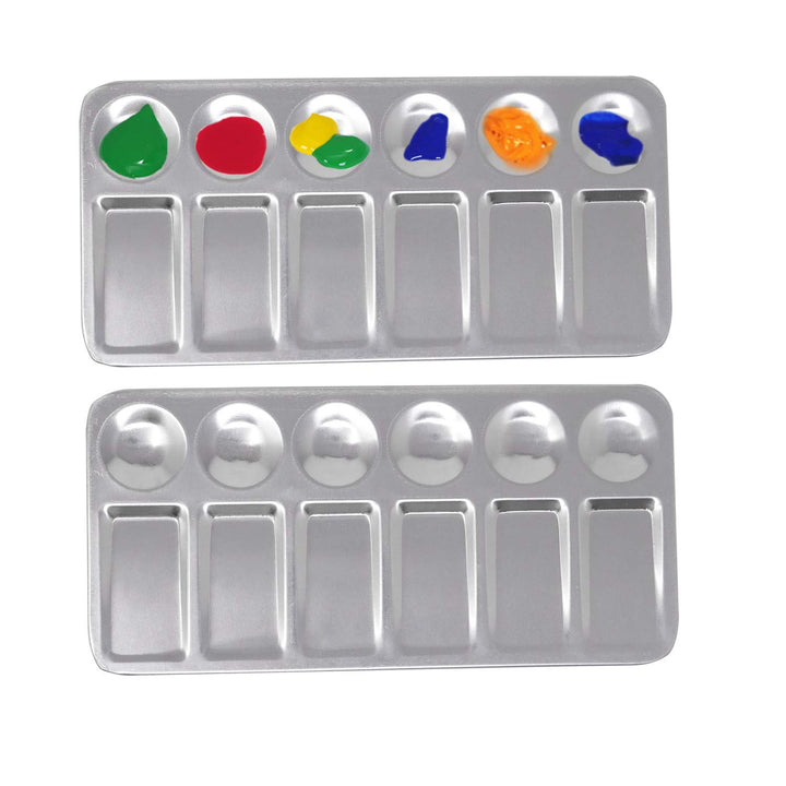 2PCS Rectangle Metal Paint Mixing Palette Artist Paint Tray DIY Craft Professional Art Painting