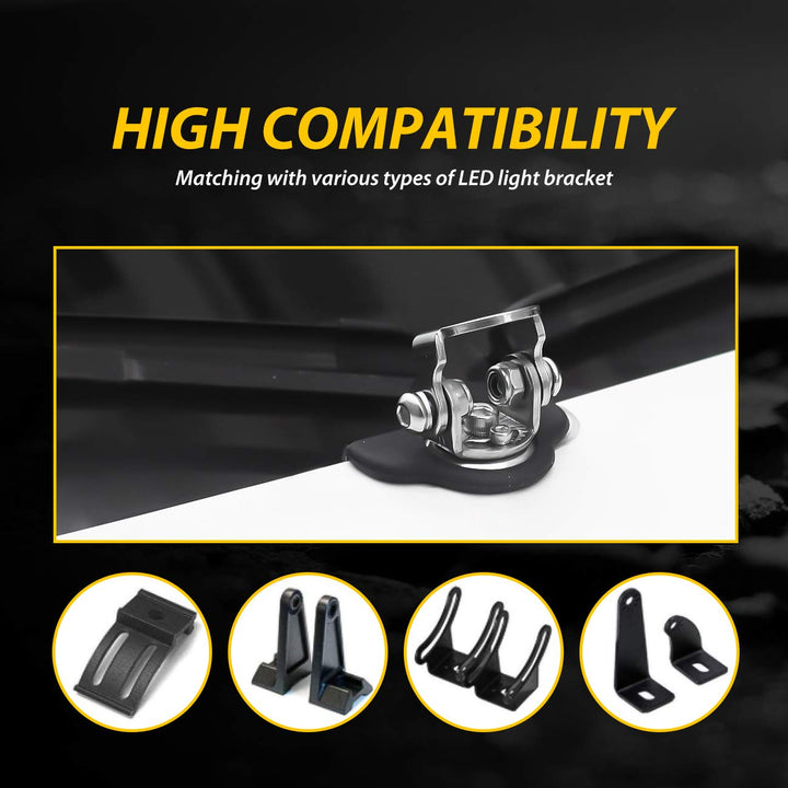 Universal LED Light Bar Mounting Brackets, Hood Mount Light Brackets A Pillar Hood Clamp Work Light Holder 304 Stainless Steel for Off Road Car Jeep Truck SUV 4x4 2PCS