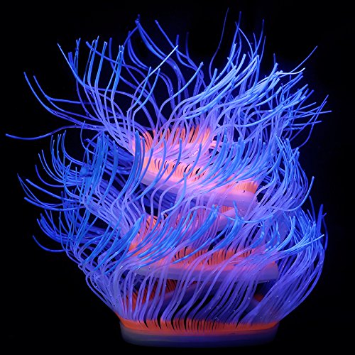 Aquarium Fish Tank Ornament,Simulation Coral Plant Decorations Glowing Silicone Accessories 4pack (1)