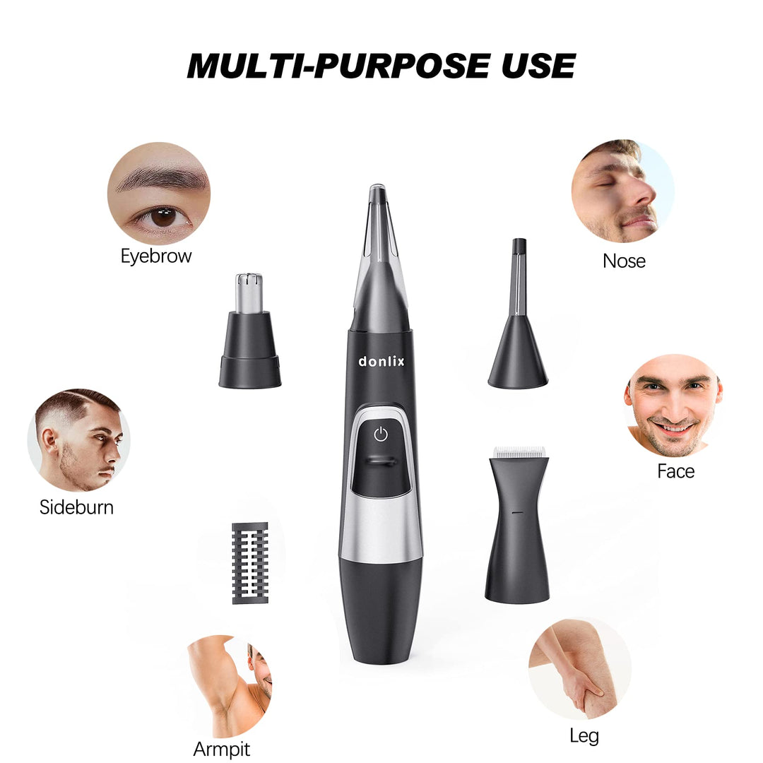 Ear and Nose Hair Trimmer for Men,Battery-Operated Electric Nose Trimmer, 3 in 1 Lightweight Waterproof Hair and Beard Clippers for men