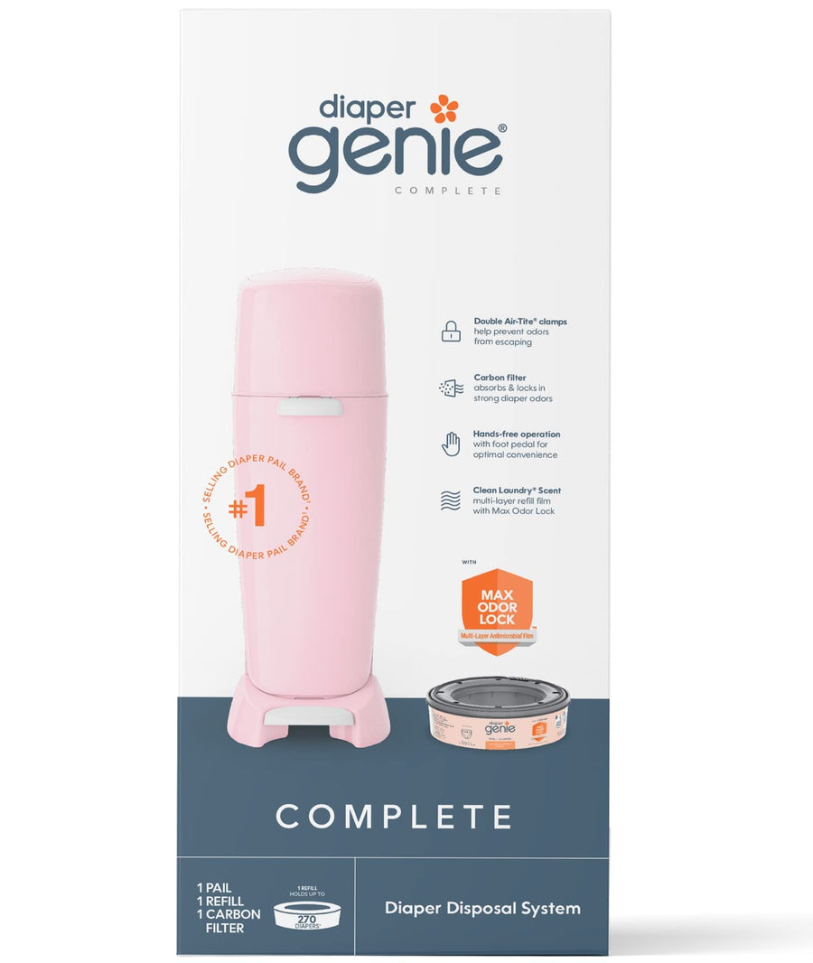 Playtex Complete Pail with Built-In Odor Controlling Antimicrobial, Includes Pail & 1 Refill, Pink