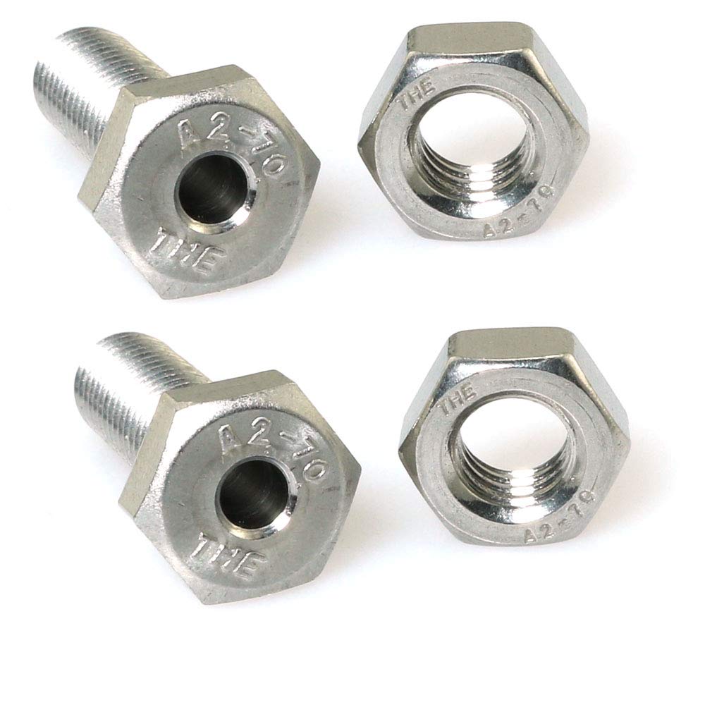 2pcs Cylindrical Hollow External Hexagon Screw 304 Stainless Steel Lamp Threading Screws Through Hole Bolt M8x25