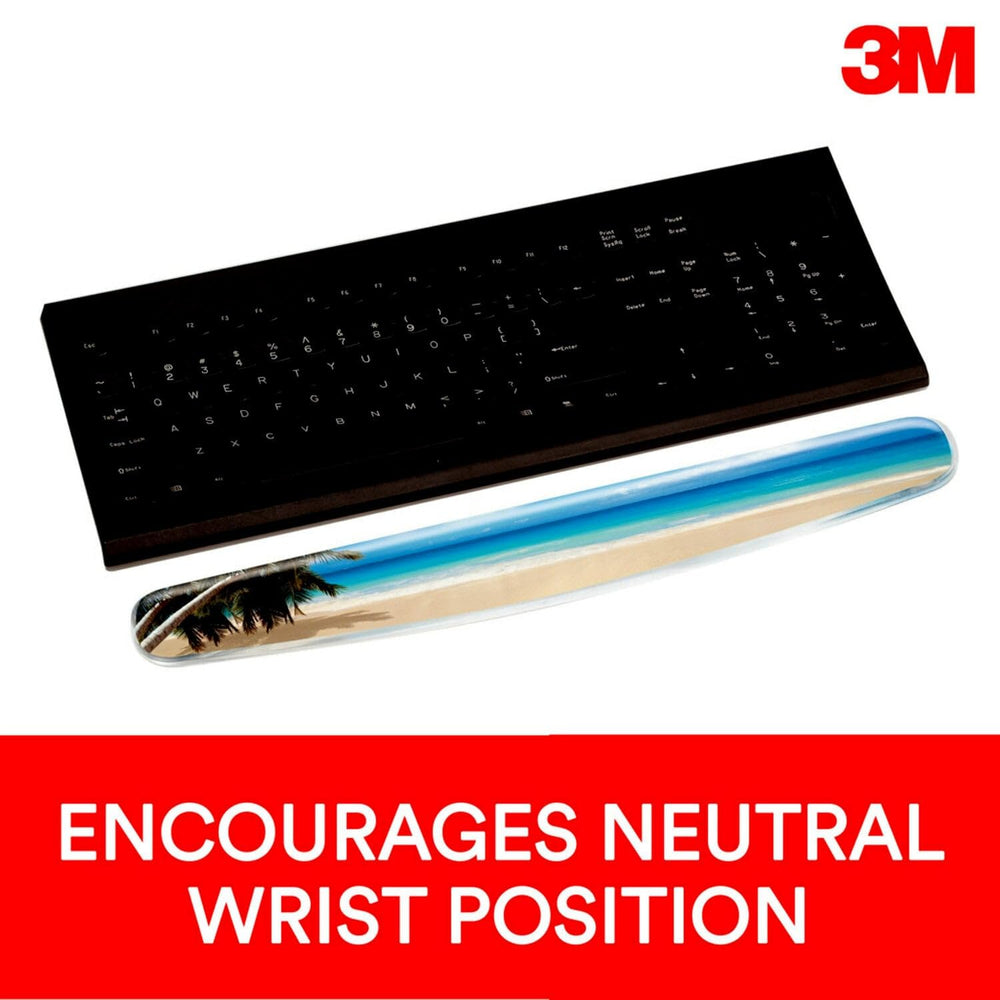 Gel Wrist Rest for Keyboards, Soothing Gel Comfort with Durable, Easy to Clean Cover, 18, Fun Beach Design (WR308BH), Medium, Beach