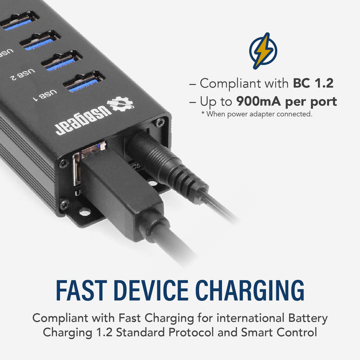 7-Port USB 3.2 Gen 1 Charging and SuperSpeed Mountable Data Hub