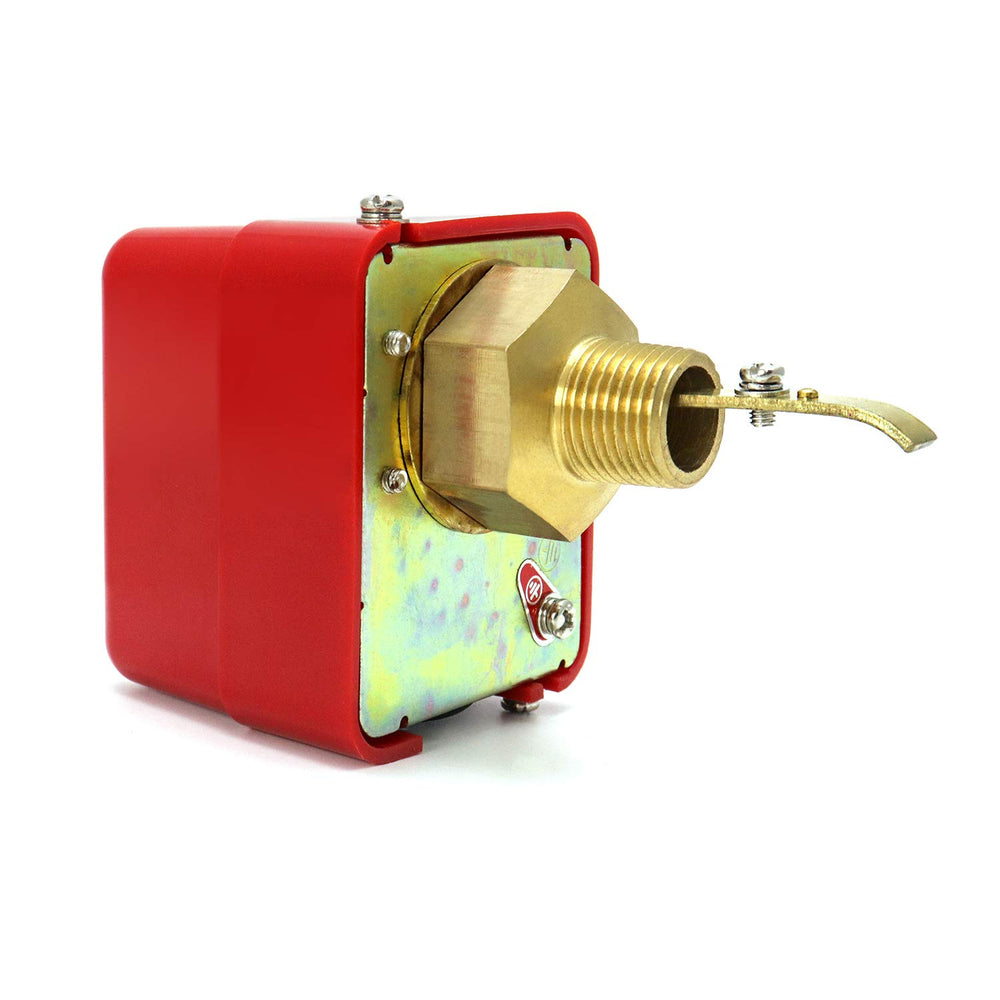 1/2 (HFS-15) Water Flow Control Switch, 250V Brass Water Flow Switch Paddle Control, 1.0Mpa, SPDT Output, Male Thread Connection