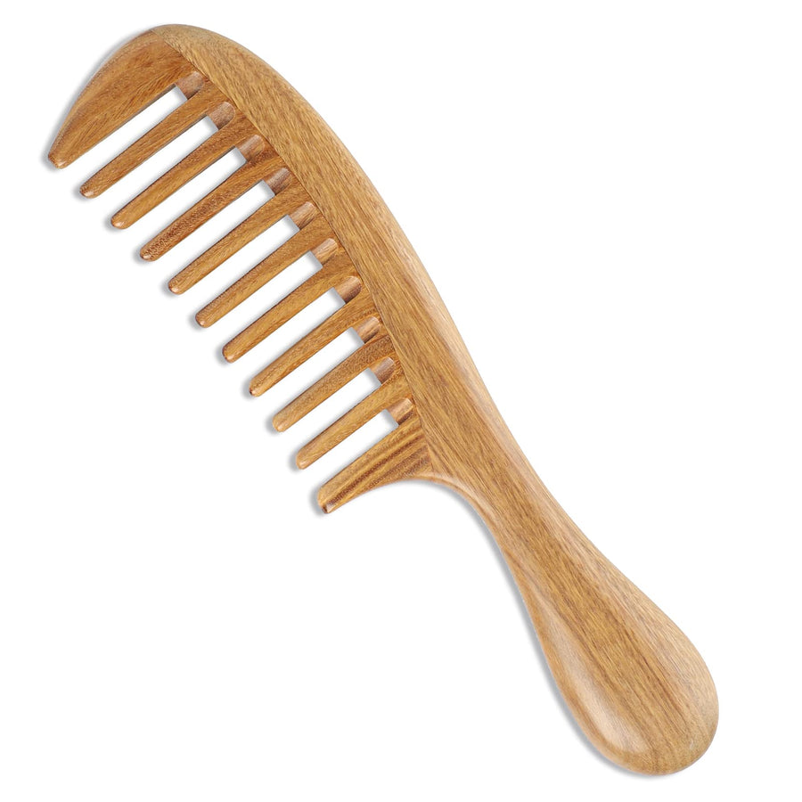 Handmade Sandalwood Hair Combs Set - Anti-Static Scented Wooden Wide Tooth and Fine Tooth Combs for Natural Hair Detangling