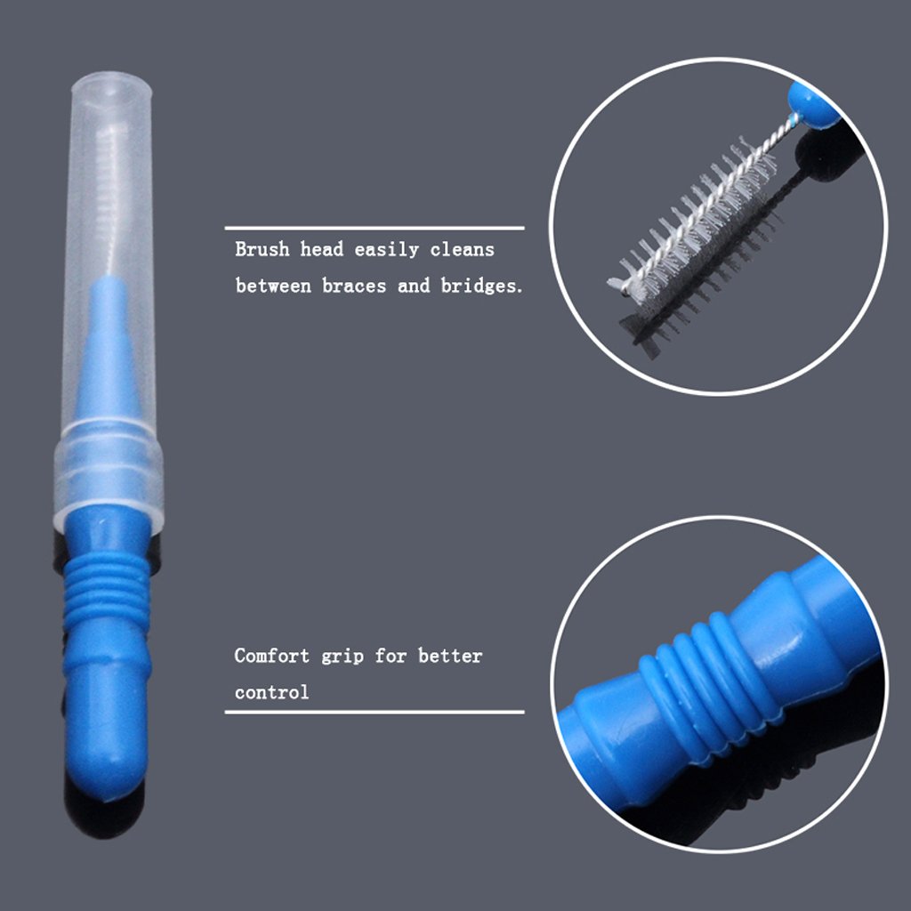 50 Count Interdental Brush,Toothpick Tooth Flossing Head Oral Dental Hygiene Brush, Tooth Cleaning Tool (Red+Blue)