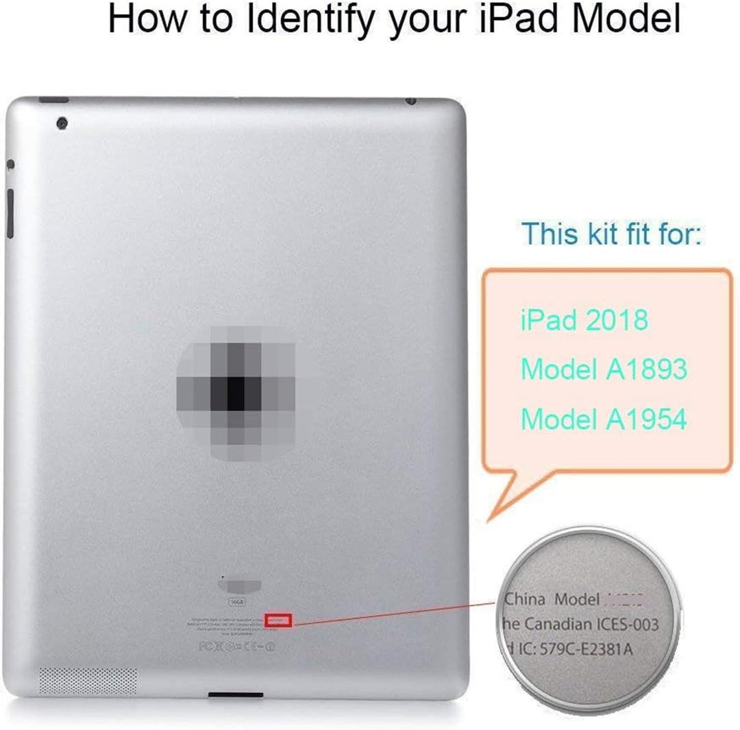 White Touch Screen Digitizer Repair Kit for iPad 9.7 2018 iPad 6 6th Gen A1893 A1954 Front Glass Replacement (Without Home Button,not Include LCD) +Pre-Installed Adhesive + Tools