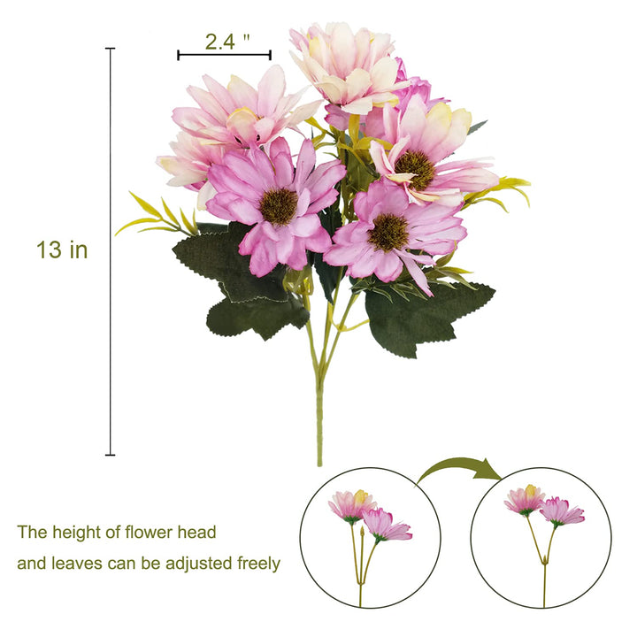 Silk Artificial Flowers 5 Pcs Fake Cosmos Faux Daisy Wildflowers for Indoor Outdoor Home Garden Porch Window Table Centerpieces Vase Wedding Party Decor