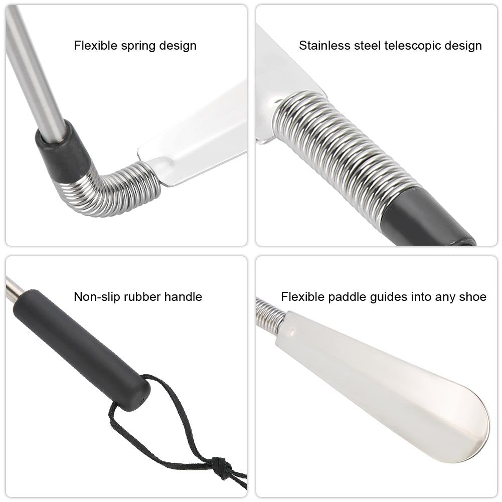 Portable Telescopic Extendable Shoe Horn Stainless Steel Collapsible Handled Shoe Accessories