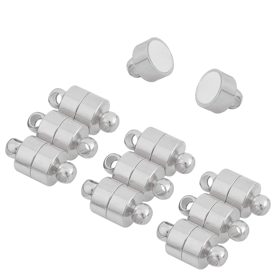 10-Piece Magnetic Necklace Bracelet Clasps and Closures for Jewelry Making Magnet Jewelry Extenders for Women, Rhodium Plated