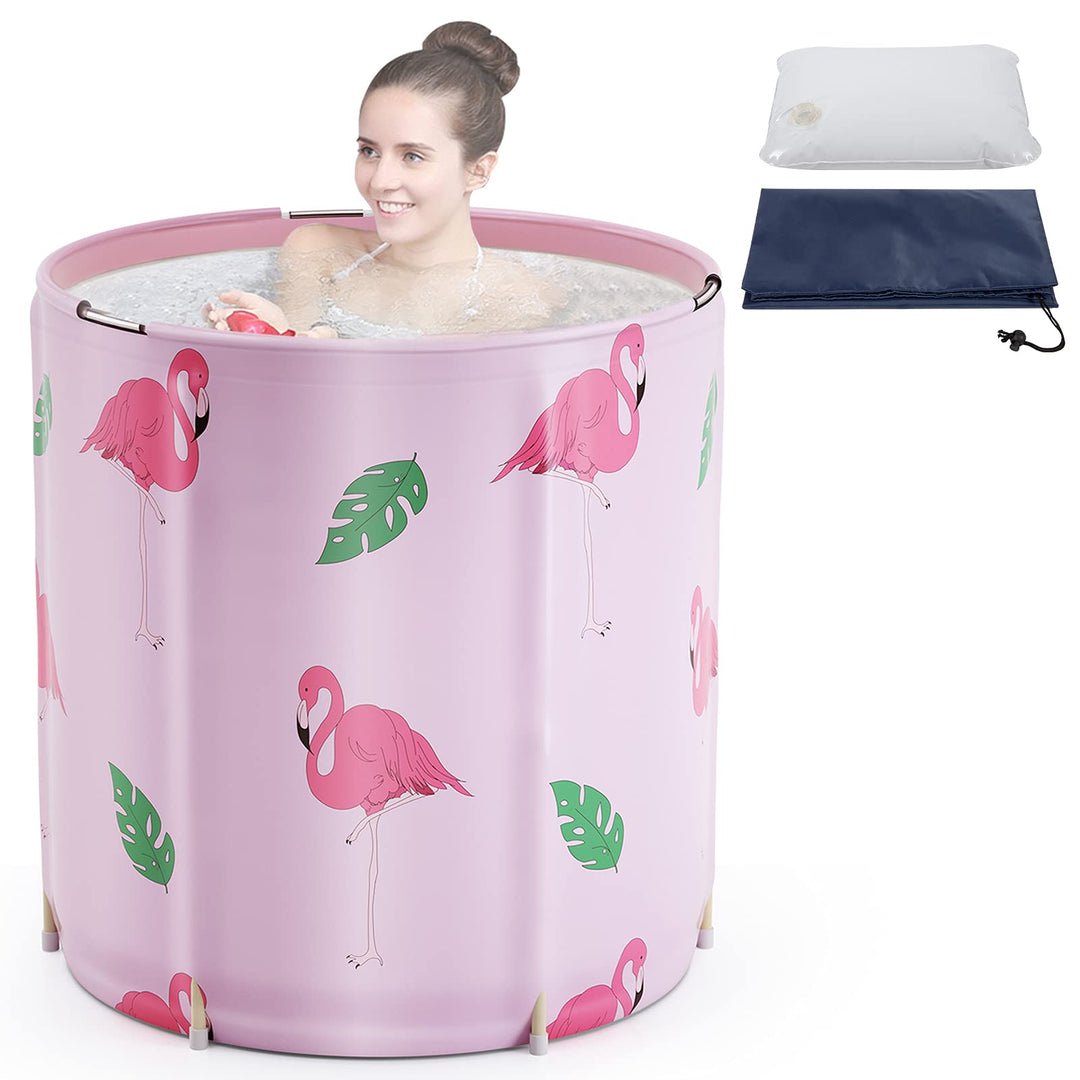 Portable Bathtub, Japanese Soaking Bath Tub for Shower Stall, Foldable Bathtub with Thermal Foam, Freestanding, Folding & Soaking Spa Bath Tub with Pillow for Small Space (Cosmic)