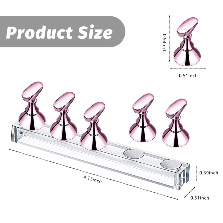 4 Set Acrylic Nail Stand,Nail Practice Display Stand for Press On Magnetic Art Painting Stand Holder Nail Holder Tip for Salon and Home DIY Manicure Tool (Pink)