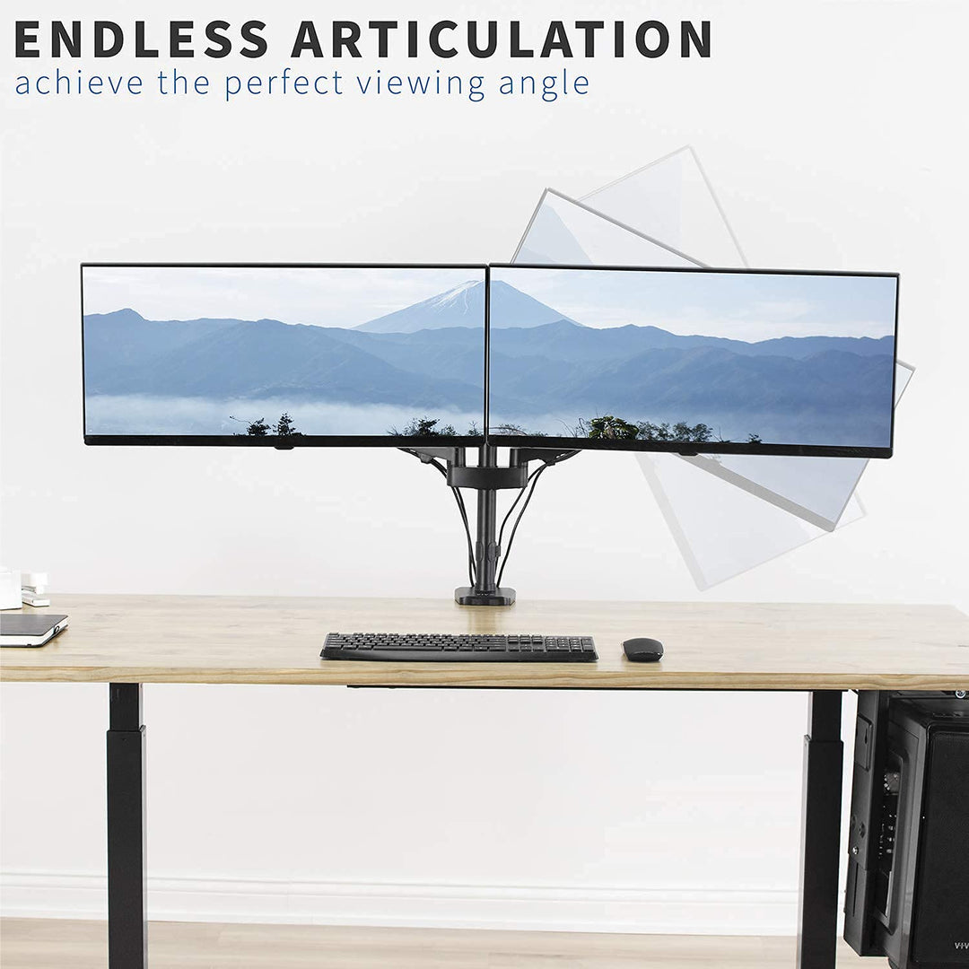 Heavy Duty Single 17 to 35 inch Monitor Pneumatic Spring Arm Stand, Aluminum Clamp-on Desk Mount, Fits 1 Screen, Max VESA 100x100, Black, STAND-V100G