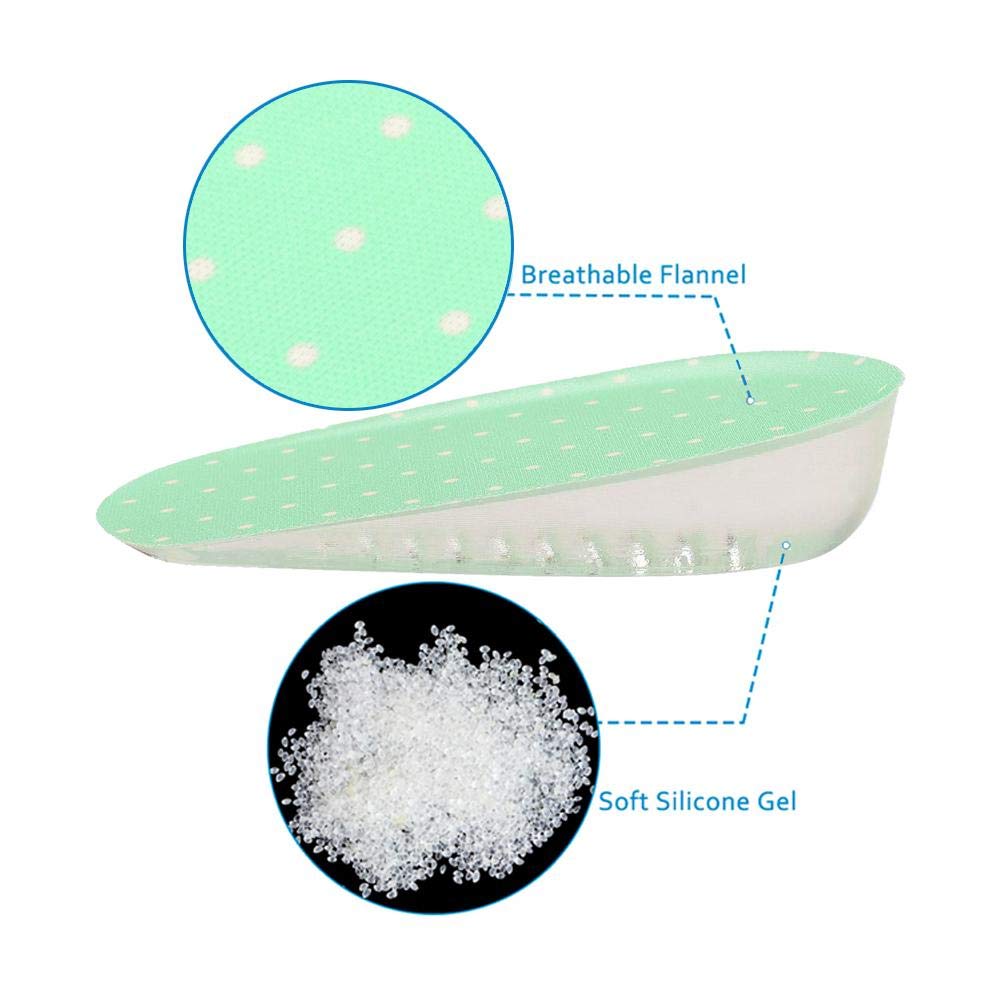 Height Increase Air Cushion Insoles, Silicone Gel Adhesive Insoles Height Increase Orthopedic Foot Arch Support Heel Shoes (1.5cm-Green)