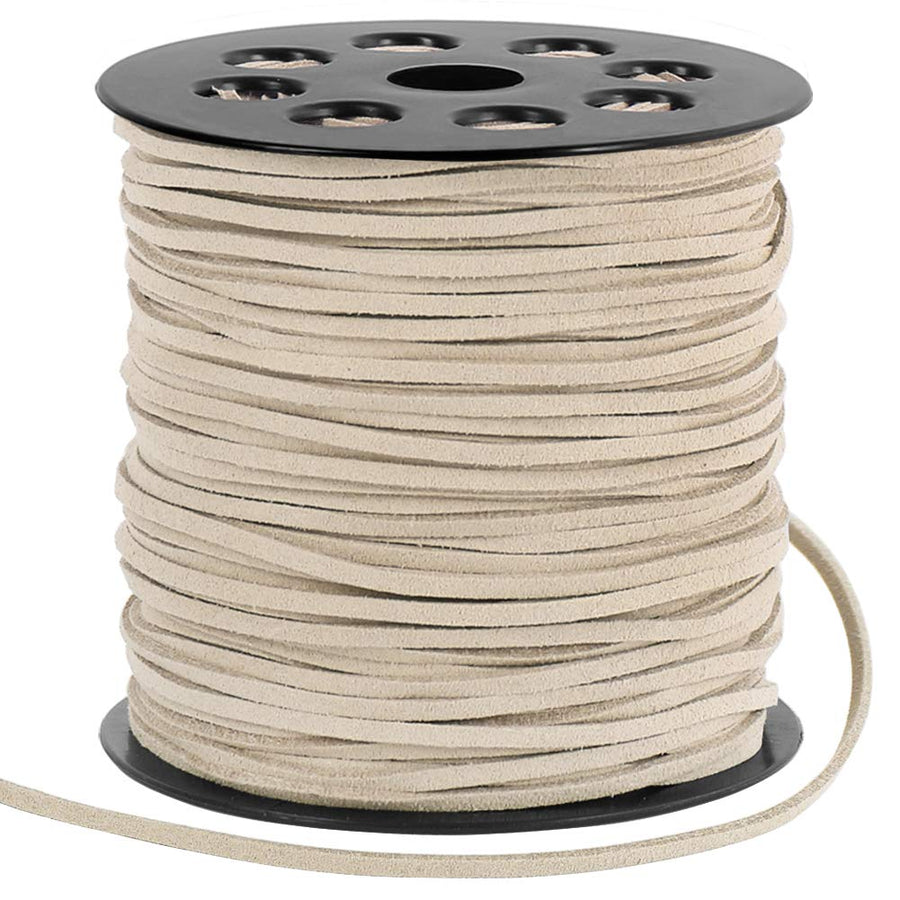 2.6mm Suede Cord, 100 Yards Flat Faux Leather Lace Cord for Necklaces, Bracelets, Jewelry Making, Beading and DIY Crafts (Ivory)