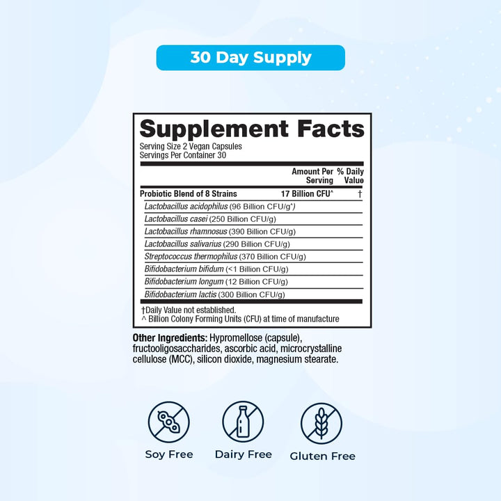 | Daily Balance Probiotic-8 | Probiotic Supplement | 16 Billion CFUs | Gut Health | Digestive, Skin, & Immune Support | Constipation, Diarrhea, Gas & Bloating Relief | Vegan | 60 Count