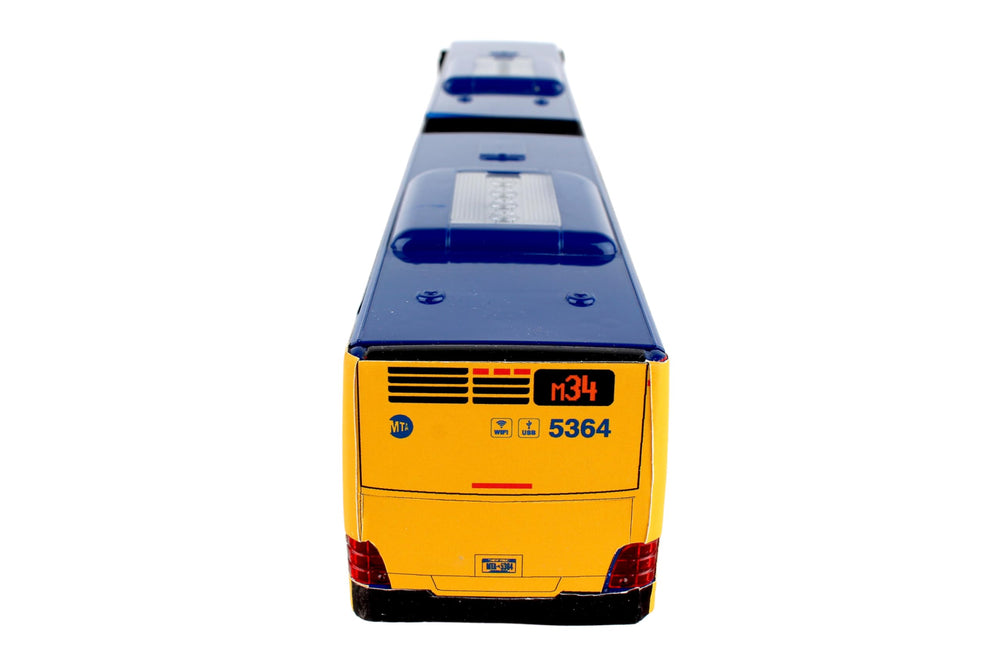 MTA New York City Bus 16 Articulated Bus RT8571 Toy, Blue , Brown