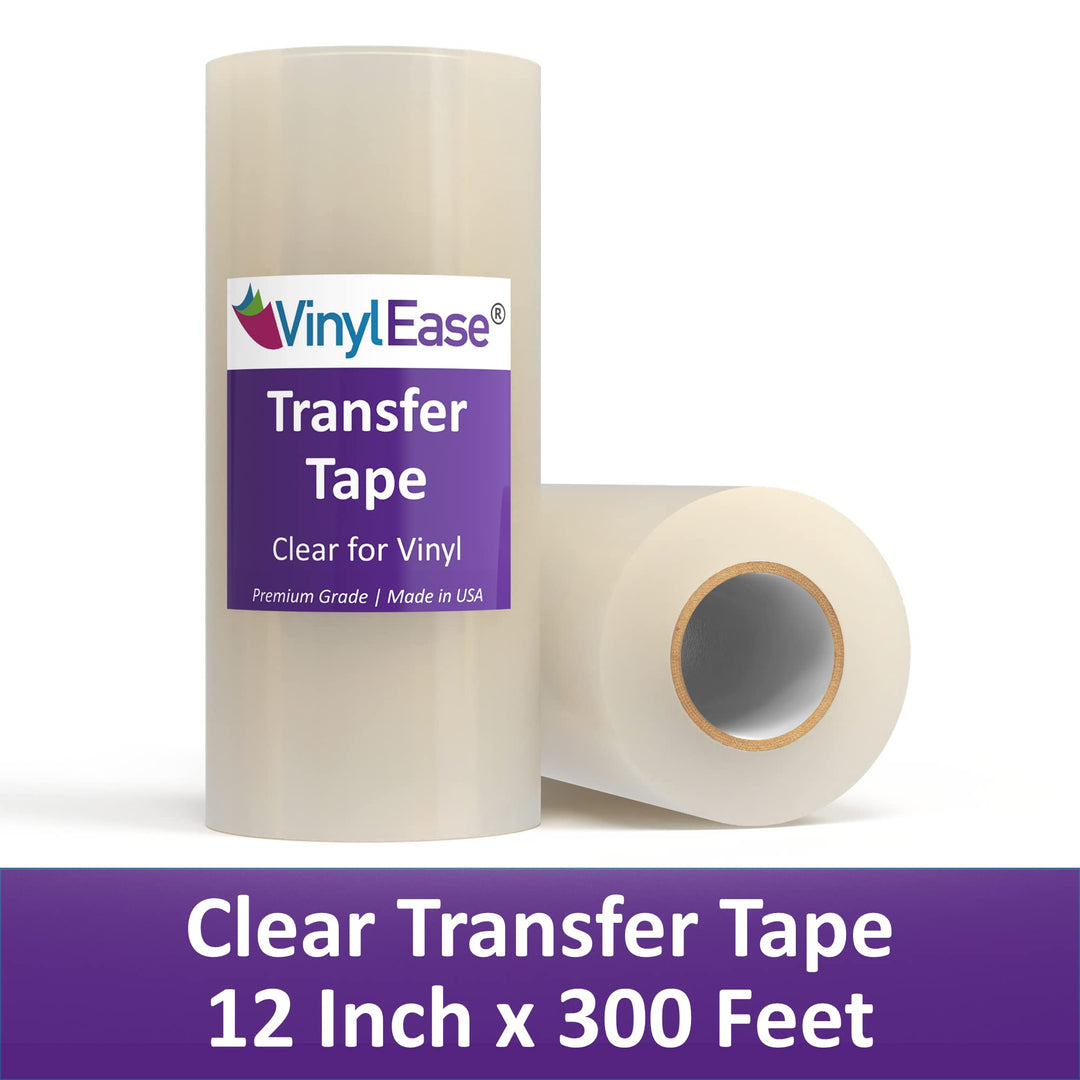 12 inch x 300 feet roll of Clear Vinyl Transfer Tape with a HIGH Tack Layflat Adhesive. American Made Application Tape for Craft Cutters and Sign Makers V0801
