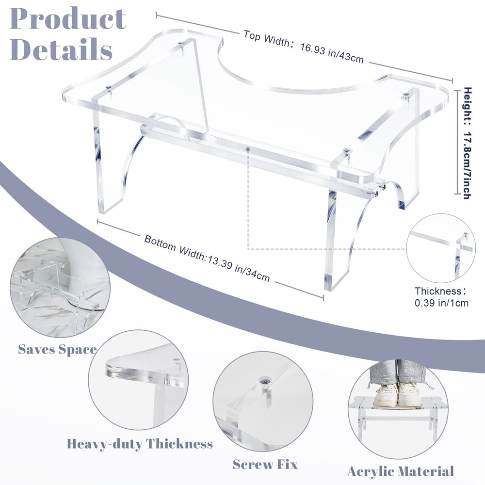 Acrylic Toilet Stool for Adults,Potty Stool Clear Toilet Step Foot Toilet Stool Portable Stool for Bathroom Women Men(6.5 Inch)