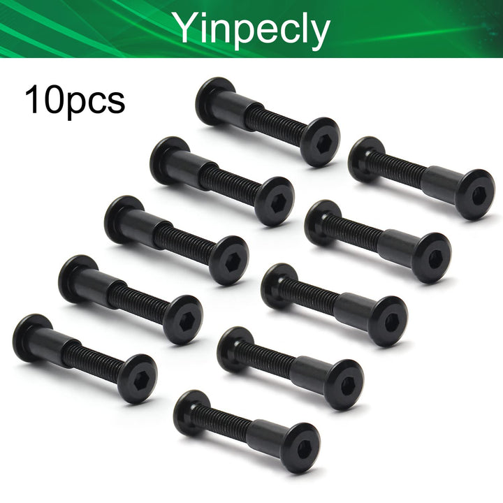 10Pcs Screw Post Fit for 5/16(8mm) Hole Dia, Male M6x35mm Belt Buckle Binding Bolts for Scrapbook Photo Albums Binding and Leather Saddles Purses Belt Repair, Carbon Steel Black Tone
