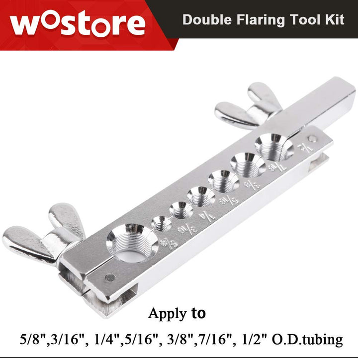 Double Flaring Tool Kit for 3/16-5/8 7 Dies Automotive Brake Line Tube Cutter with Replacement Blade and Reamer